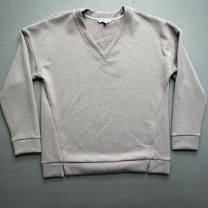 Marc New York Men Taupe Textured V Neck Sweater XL Minimalist Quiet Luxury Layer